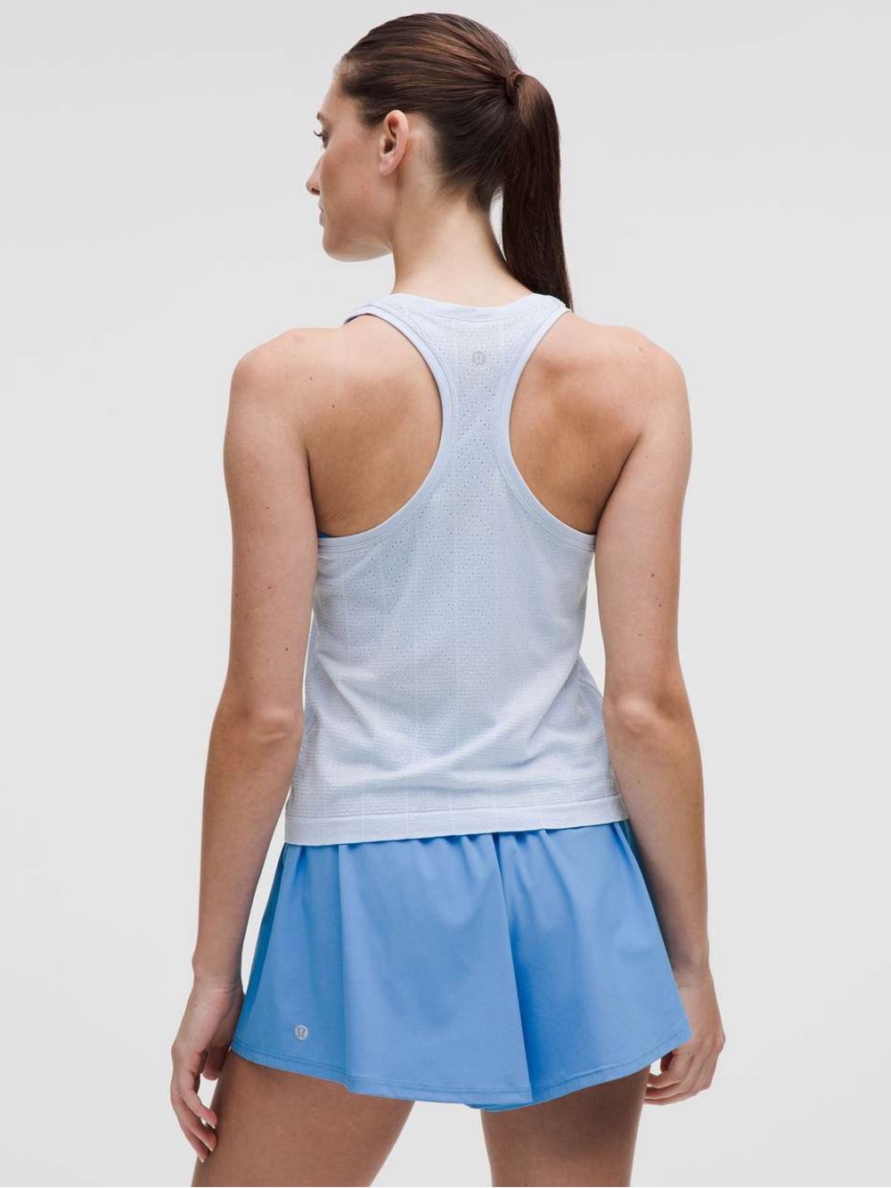 Lululemon Swiftly Pointelle Racerback Tank 
Herringbone Dot Starch Blue - Size 6 - Picture 2 of 5
